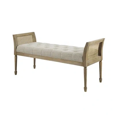 Martha Stewart Isla Tufted Upholstered And Cane Accent Bench In Black