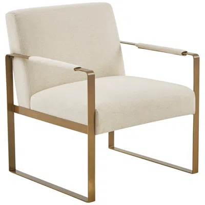 Martha Stewart Jayco Cream Velvet Fabric Accent Chair In White