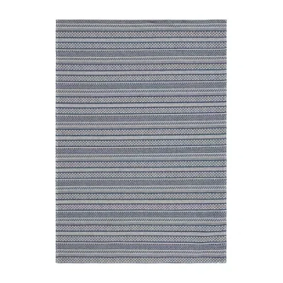 Martha Stewart Joan Stripe Water Resistant Indoor Rectangular Area Rug In Blue
