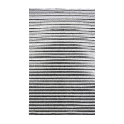 Martha Stewart Juno Stripe Water Resistant Indoor Rectangular Area Rug In Gray