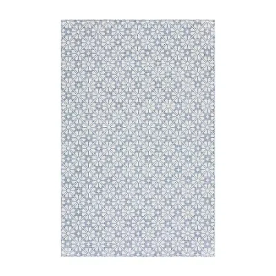Martha Stewart Kalden Floral Water Resistant Indoor Rectangular Area Rug In Blue