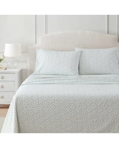 Martha Stewart Kennedy Floral Plain Cotton Percale Sheet Set In Multi