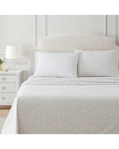 Martha Stewart Kennedy Floral Plain Cotton Percale Sheet Set In Multi