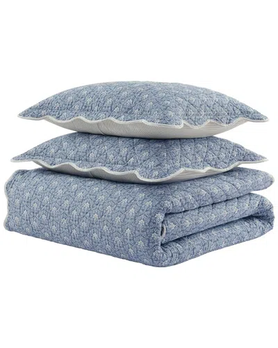 Martha Stewart Kingston Cotton Quilt Set In Blue