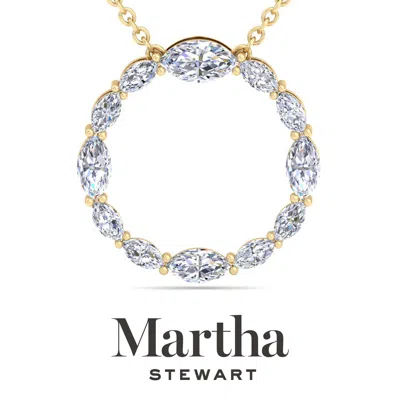 Martha Stewart Lab Grown Diamond Marquise Circle Necklace In 14 Karat Gold, Lab Grown Diamond Necklace For Women In Metallic
