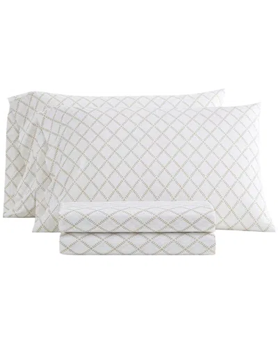 Martha Stewart Leaf Trellis Cotton Sheet Set In White