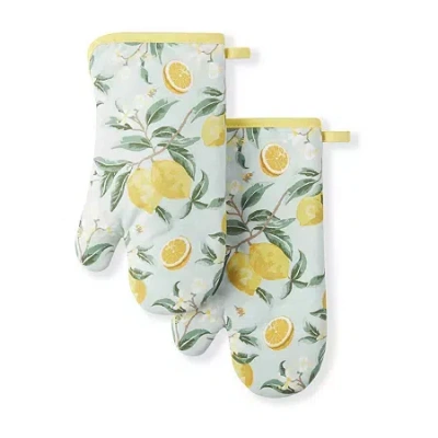 Martha Stewart Lemon Whimsy 2-pc. Oven Mitt Set In Yellow