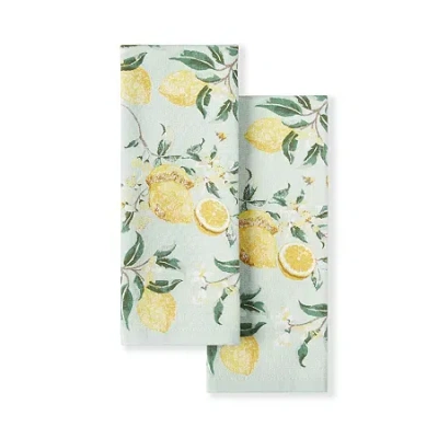 Martha Stewart Lemon Whimsy 2-pc. Kitchen Towel Set In Animal Print