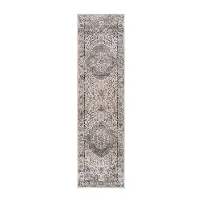 Martha Stewart Leon Medallion 26" X 72" Indoor Rectangle Runner In Gray
