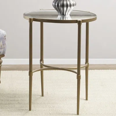 Martha Stewart Lia Mirrored Top Oval Accent Table In Antique Bronze