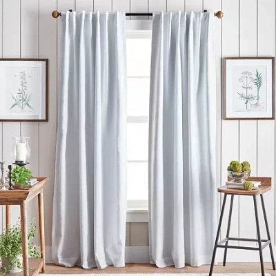 Martha Stewart Lido Rod Pocket Back Tab Blackout Set Of 2 Curtain Panel In White