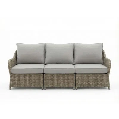 Martha Stewart Lily Pond 3 Seat All-weather Patio Sofa With Back And Seat Cushions In Gray