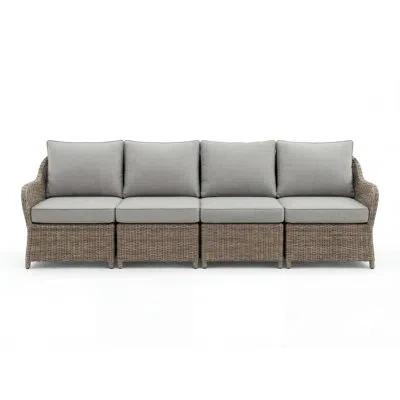 Martha Stewart Lily Pond 4 Seat All-weather Patio Sofa With Back And Seat Cushions In Gray