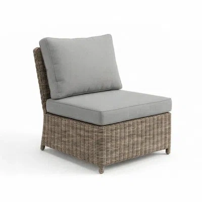 Martha Stewart Lily Pond All-weather Patio Armless Center Seat With Cushions In Gray