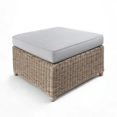 Martha Stewart Lily Pond All-weather Patio Ottoman With 4" Thick Cushioned Top In Gray