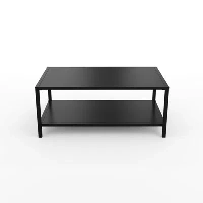 Martha Stewart Lily Pond All-weather Steel Frame Patio Coffee Table With Lower Shelf In Black