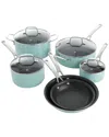 Martha Stewart Lockton 10pc Nonstick Enamel Cookware Set In Green