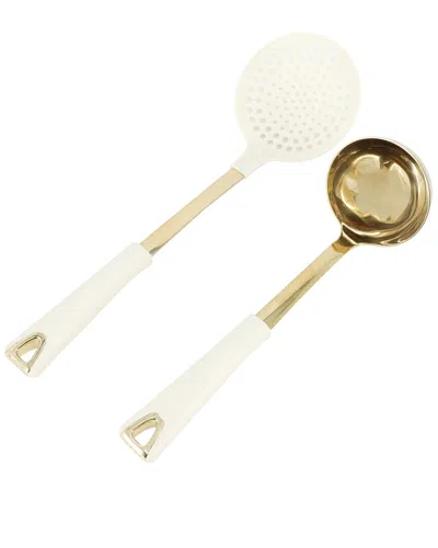 Martha Stewart Lockton 2pc Stainless Steel Skimmer & Ladle Set In Gold