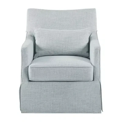 Martha Stewart London Swivel Upholstered Armchair In Blue