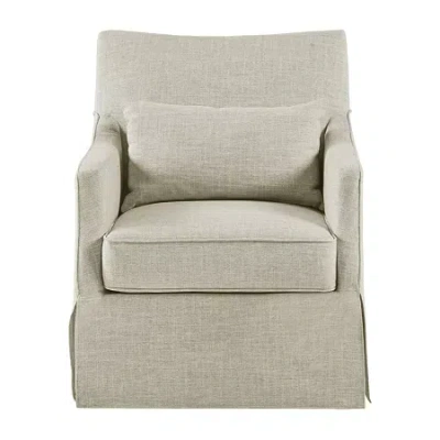 Martha Stewart London Swivel Upholstered Armchair In Gray