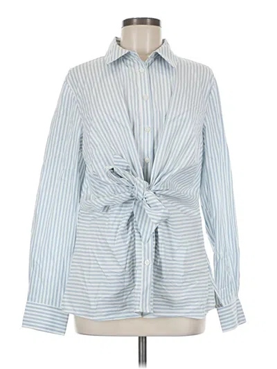 Pre-owned Martha Stewart Long Sleeve Blouse In Blue