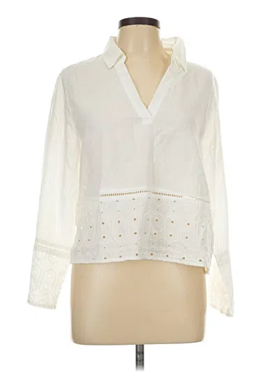 Pre-owned Martha Stewart Long Sleeve Blouse In Ivory