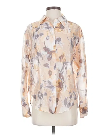 Pre-owned Martha Stewart Long Sleeve Blouse In Tan