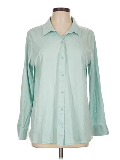 Pre-owned Martha Stewart Long Sleeve Blouse In Teal