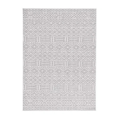 Martha Stewart Lora Geometric Outdoor Rectangular Area Rug In Gray