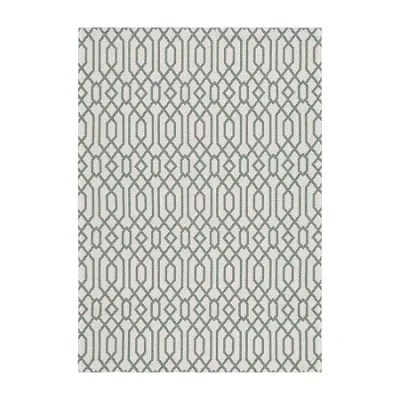 Martha Stewart Luna Geometric Water Resistant Indoor Rectangular Area Rug In Green