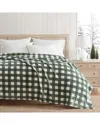 Martha Stewart Madison Gingham Plush Throw Blanket In Green