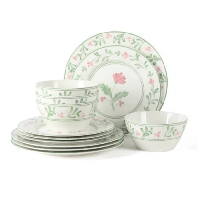 Martha Stewart Maiden Crown 12-piece Vegan Bone China Dinnerware Set, Floral Plates & Bowls, Service In Multi