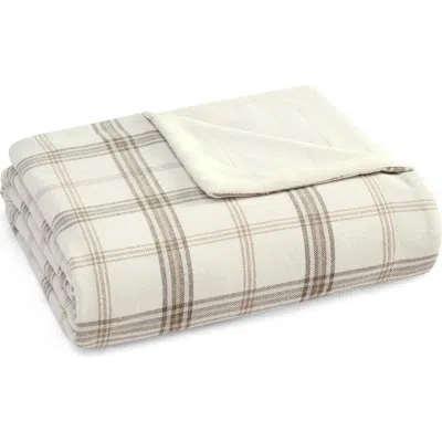 Martha Stewart Maren Plaid Microfiber Chenille Throw Blanket In Neutral
