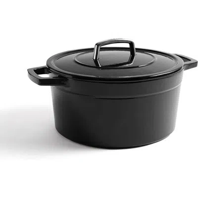 Martha Stewart Martha By  5 Qt Enameled Cast Iron Dutch Oven W/lid In Obsidian