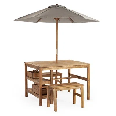 Martha Stewart Martha Outdoor Craft Table And Umbrella In Natural Wood