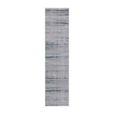 Martha Stewart Mila Stripe Washable 26" X 108" Indoor Rectangular Runner" In Gray
