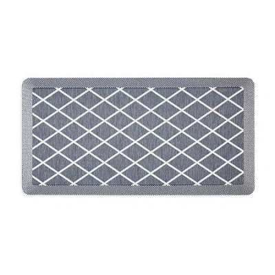 Martha Stewart Miles Air Diamond Indoor Rectangular Kitchen Mat In Blue