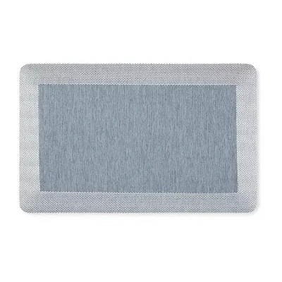 Martha Stewart Mira Air Solid Indoor Rectangular Kitchen Mat In Blue
