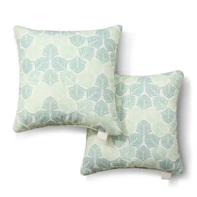 Martha Stewart Modern Banana Leaves Indoor Outdoor Pillow 2-pack Set, 18" In Green