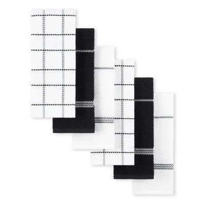 Martha Stewart Modern Waffle Kitchen Towel Set 6-pack, Linen, 16"x28" In Black