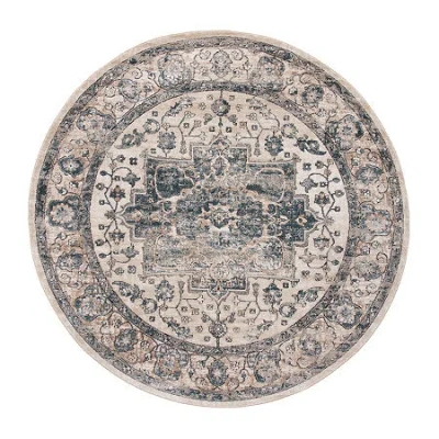 Martha Stewart Molly Medallion 6'7" X 6'7" Indoor Round Area Rug" In Blue