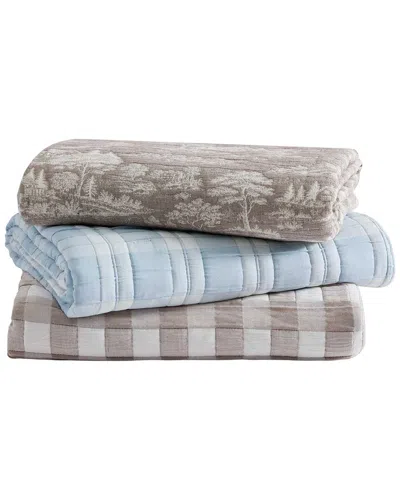 Martha Stewart Ms Gingham Cotton Throw In Neutral
