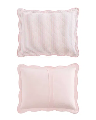 Martha Stewart Ms Stripe Cotton Quilt Set In Pink