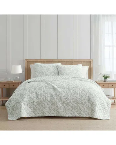 Martha Stewart Murray Leaves Cotton Quilt Set In Gray