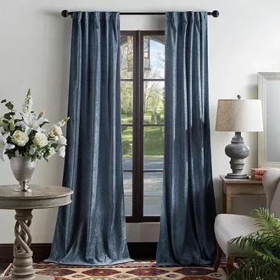 Martha Stewart Naples Chenille Back Tab Light-filtering Set Of 2 Curtain Panel In Blue