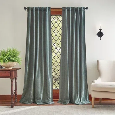Martha Stewart Naples Chenille Back Tab Light-filtering Set Of 2 Curtain Panel In Green