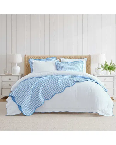 Martha Stewart Olivia Gingham Cotton Percale Quilt Set In Blue