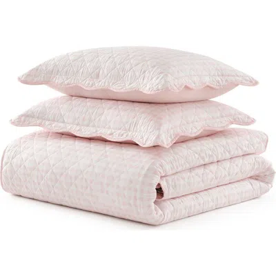 Martha Stewart Olivia Gingham Cotton Percale Quilt Set In Pink