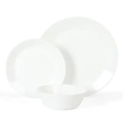 Martha Stewart Opalton 18 Piece Chip And Break Resistant Opal Glass Dinnerware Set In White