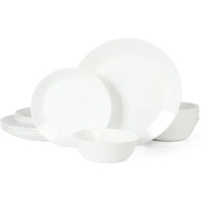 Martha Stewart Opalton 18-piece Chip Resistant Opal Glass Dinnerware Set In White